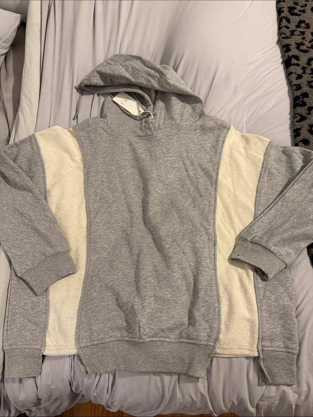 Vici Gray and Cream Crewneck Hoodie